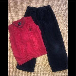 4t boys Izod cotton sweater vest, Okie dokie cords
